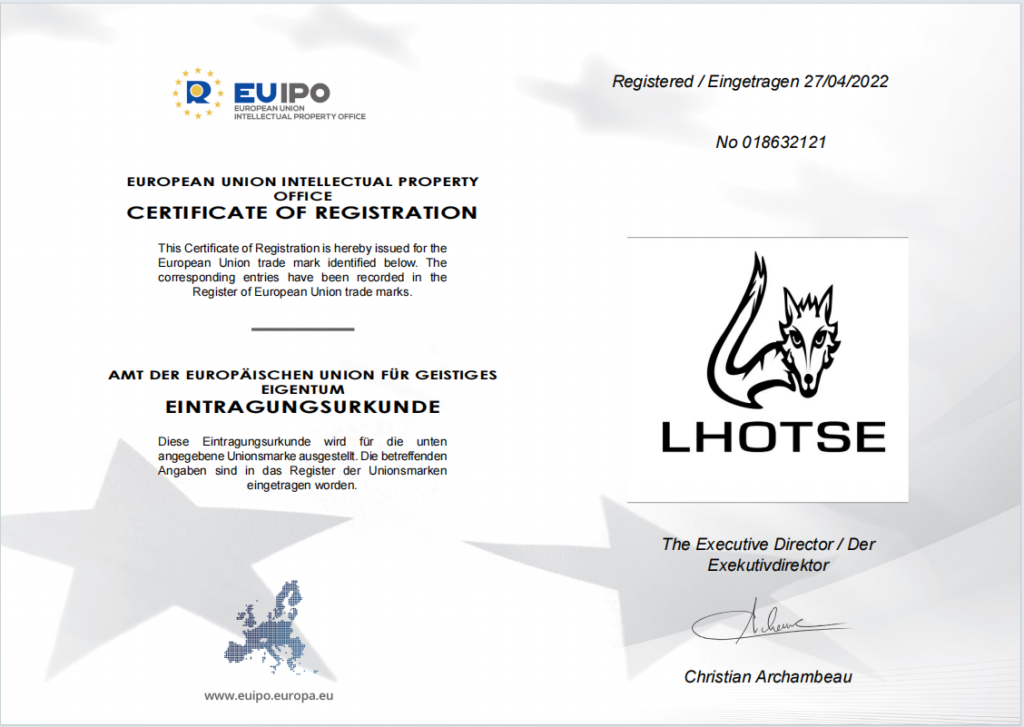 Eu trademark certificate